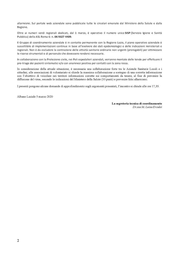 Asl roma 6: comunicato part 2